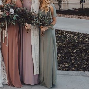 Lulus Taupe Maxi length formal dress